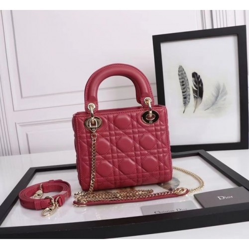MINI LADY DIOR TASCHE Lammleder M0566OE rot