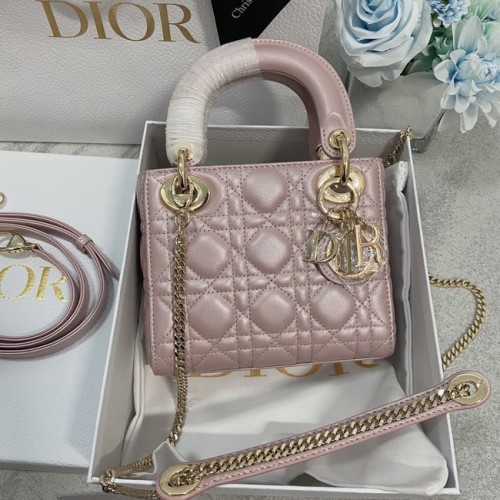 MINI LADY DIOR BAG Lammleder M0566OW Perlmuttpuder&gold