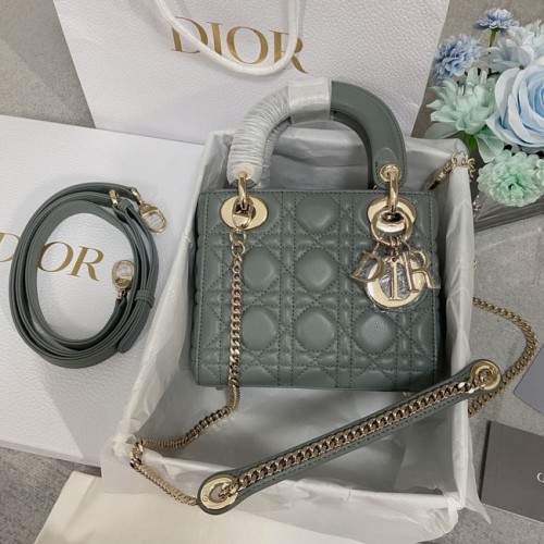 MINI LADY DIOR TASCHE Lammleder M0566OW grau&gold