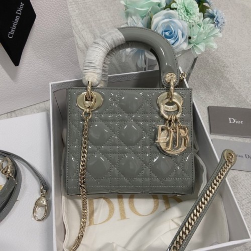MINI LADY DIOR TASCHE Cannage Kalbsleder M0566OW grau&gold