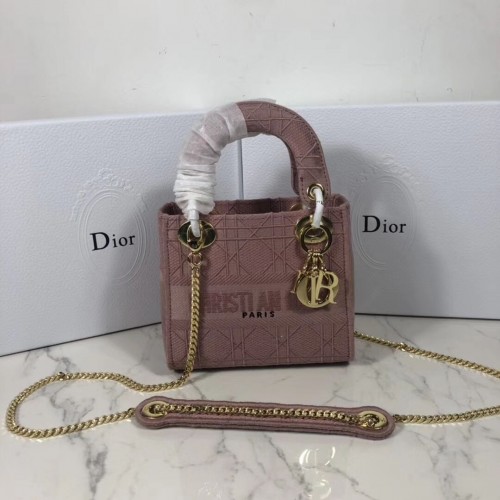 LADY DIOR MINI-TASCHE AUS BESTICKTEM CANVAS C4531 Rosa