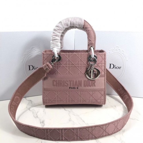 LADY DIOR TRAGETASCHE AUS BESTICKTEM CANVAS C4532 Rosa