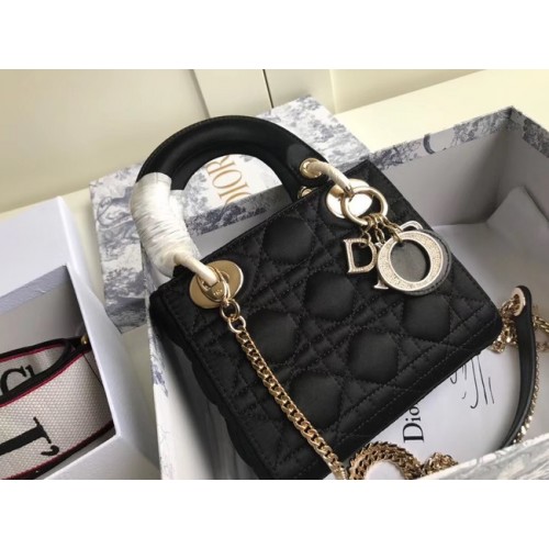 SATINTASCHE MINI LADY DIOR M424 schwarz