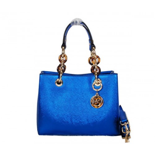 Michael Kors Jet Set Reisetasche Glänzendes Leder MK0915 Blau
