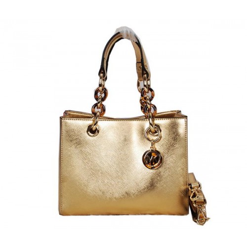 Michael Kors Jet Set Reisetasche Glänzendes Leder MK0915 Gold