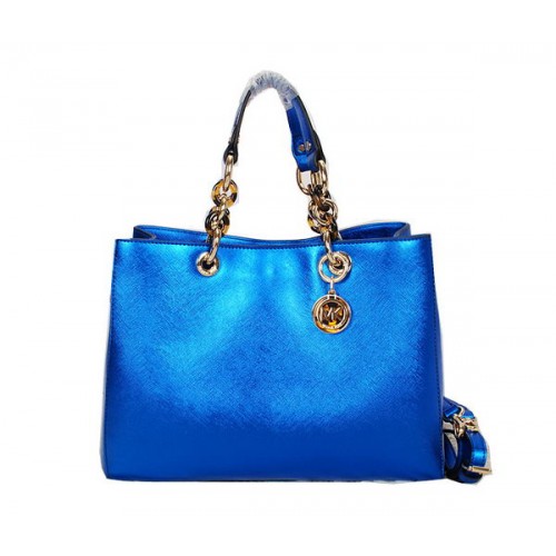 Michael Kors Jet Set Reisetasche Glänzendes Leder MK0916 Blau