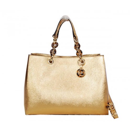Michael Kors Jet Set Reisetasche Glänzendes Leder MK0916 Gold
