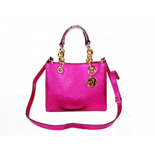 Michael Kors Mini Jet Set Reisetasche aus perlmuttfarbenem Leder N8861 Rose