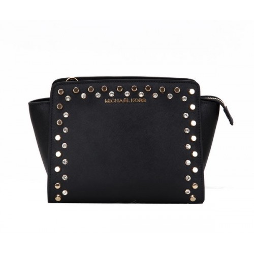 Michael Kors Mini Selma Umhängetasche Original Leder MK1879 Schwarz