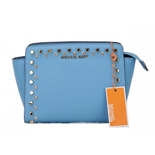 Michael Kors Mini Selma Umhängetasche Original Leder MK1879 Hellblau
