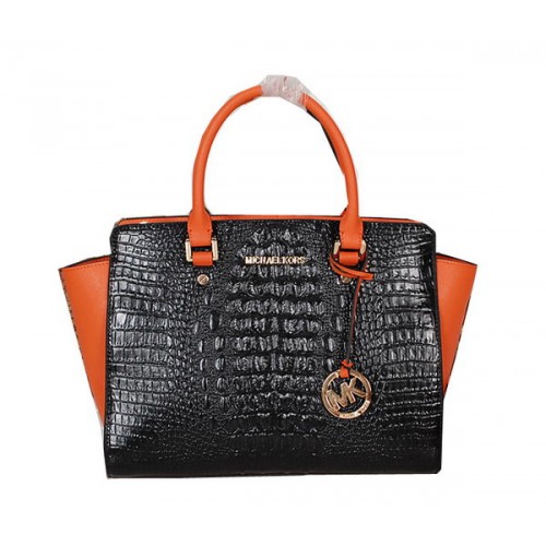Michael Kors Selma Tasche aus Krokoleder MK0909 Schwarz & Orange