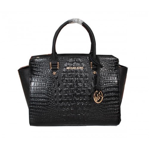 Michael Kors Selma Tasche aus Krokoleder MK0909 Schwarz