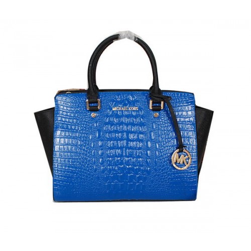 Michael Kors Selma Tasche aus Krokoleder MK0909 Blau&Schwarz