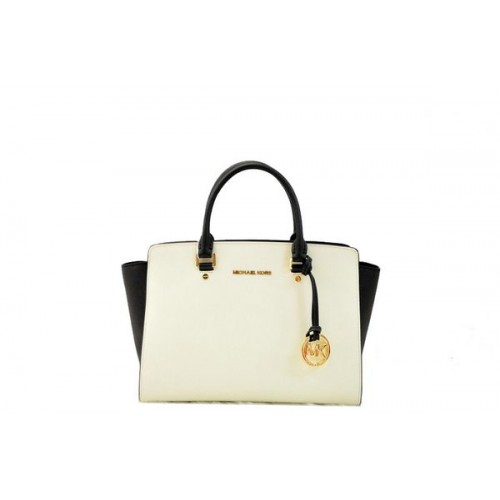 Michael Kors Selma Top-Zip Satchel Bag 1900 Schwarz&OffWhite