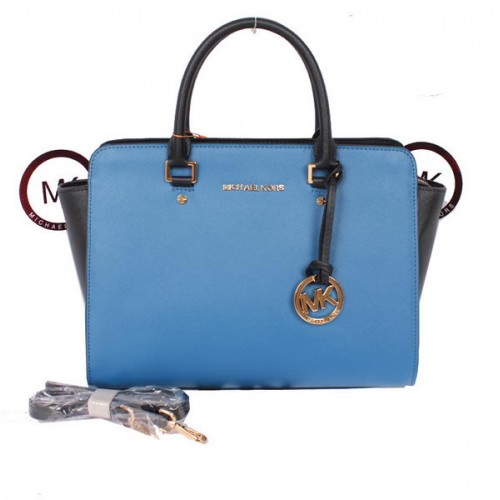 Michael Kors Selma Top-Zip Satchel Bag MK115 Blau&Schwarz