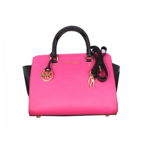 Michael Kors Selma Top-Zip Satchel Bag MK115 Rose&Schwarz