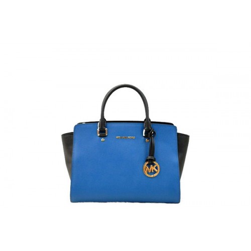 Michael Kors Selma Top-Zip Satchel Bag MK1990 Blau&Schwarz