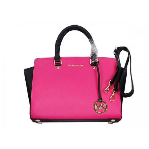 Michael Kors Selma Top-Zip Satchel Bag MK8700 Rose&Schwarz