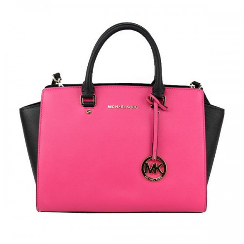 Michael Kors Selma Top-Zip Satchel Bag MK8803 Pfirsich&Schwarz