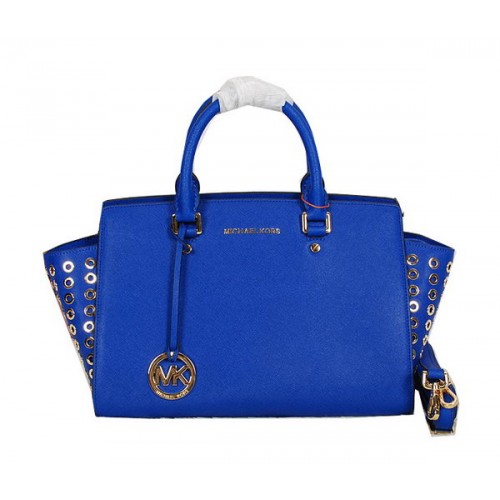 Michael Kors Selma Top-Zip Umhängetasche Original Leder MK8027 Blau