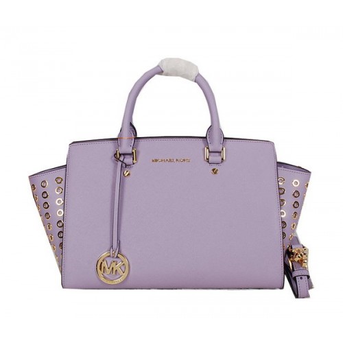 Michael Kors Selma Top-Zip Satchel Bag Original Leder MK8027 Lavendel