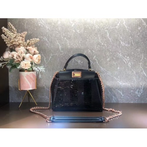 FENDI PEEKABOO ICONIC MINI Perlentasche F1359 schwarz