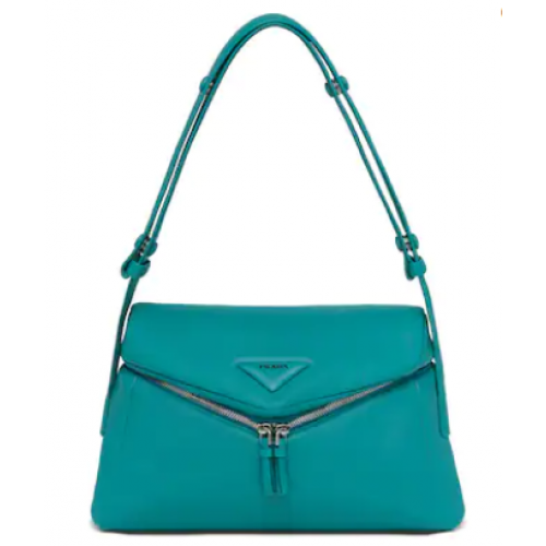 Gepolsterte Nappaleder Prada Signaux Tasche 1BC165 Hellblau