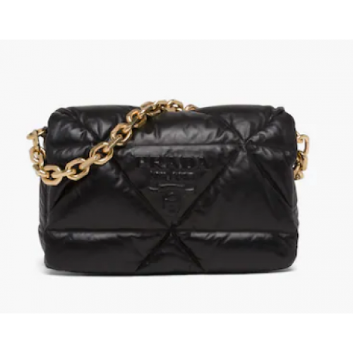 Gepolsterte Umhängetasche aus Nappaleder 1BD306 schwarz