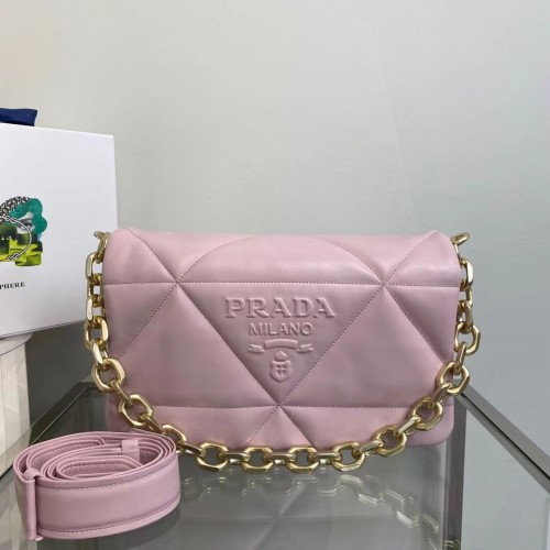 Prada gepolsterte Umhängetasche aus Nappaleder 1BD306 rosa