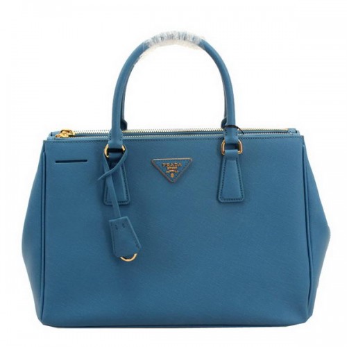 Prada BN2274 Saffiano Leder 33CM Einkaufstasche Himmelblau