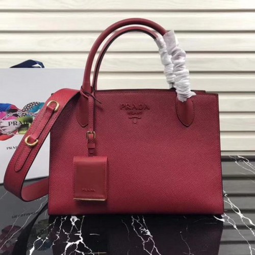 Prada Bibliotheque Handtasche aus Kalbsleder 1BA155 Rot