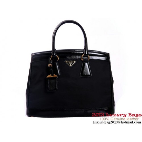 Prada Bluette Saffiano Leder Lux Canvas Handtasche BN2402 Schwarz