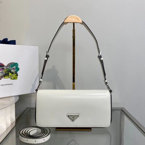 Prada Gebürstetes Leder Prada Femme Tasche 1BD323 Weiß