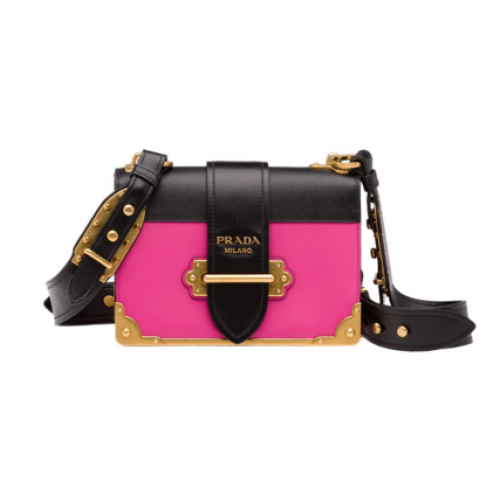 Prada Cahier Ledertasche 1BD045 Rose&Schwarz