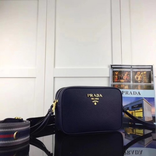 Prada Schultertasche aus Kalbsleder 1BH082-2B Königsblau