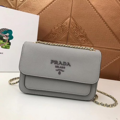 Prada Schultertasche aus Kalbsleder 3011 grau