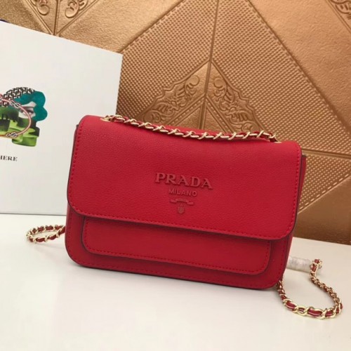 Prada Schultertasche aus Kalbsleder 3011 rot
