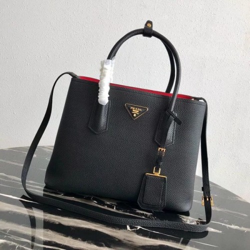 Prada Hirschledertasche 1BG008 schwarz&rot