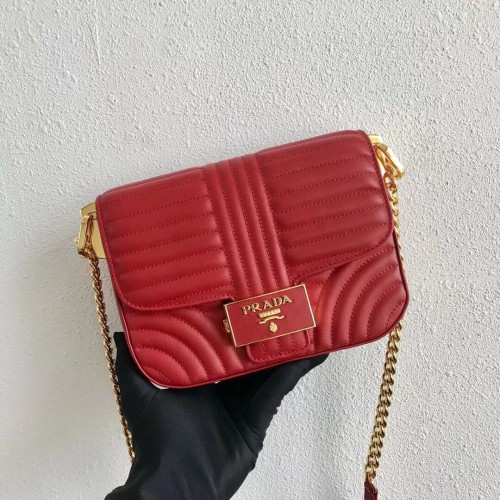 Prada Diagramme Leder Umhängetasche 1BD217 rot