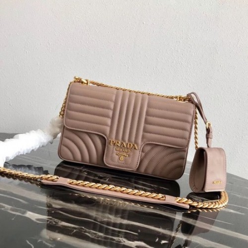 Prada Diagramme mittlere Ledertasche 1BD108 Dunkelrosa