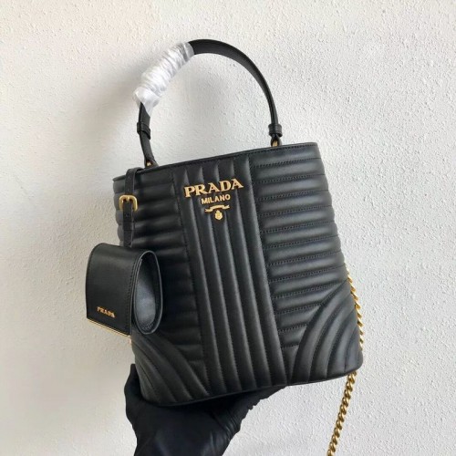 Prada Double Saffiano Original Kalbsledertasche 1BA212 Schwarz