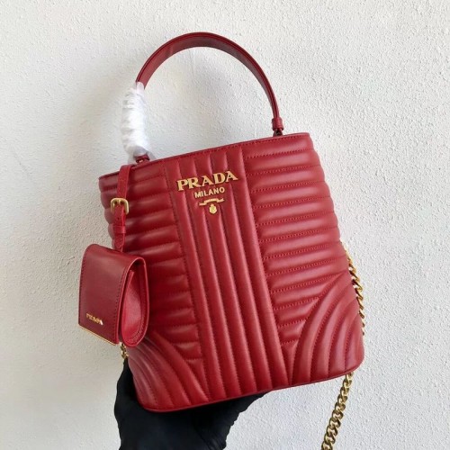 Prada Double Saffiano Original Kalbsledertasche 1BA212 Rot