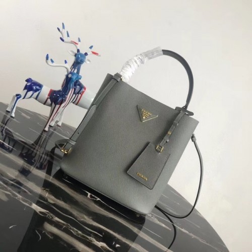 Prada Double Saffiano Ledertasche 1BA212 grau