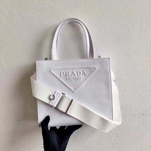 Prada Drill Einkaufstasche 1BG382 weiß
