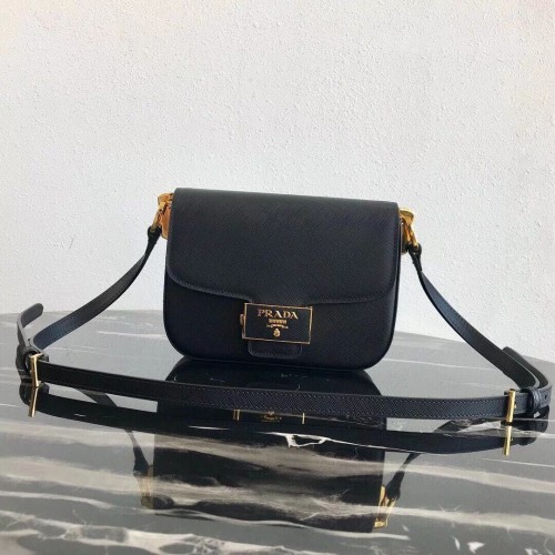 Prada Embleme Tasche aus Saffiano-Leder 1BD217 schwarz