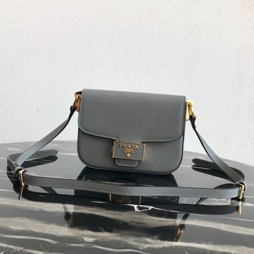 Prada Embleme Tasche aus Saffiano-Leder 1BD217 grau