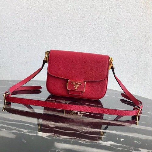 Prada Embleme Tasche aus Saffiano-Leder 1BD217 rot