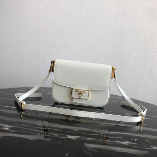 Prada Embleme Tasche aus Saffiano-Leder 1BD217 weiß