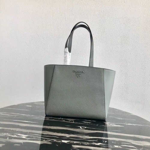Prada Embleme Tasche aus Saffiano-Leder 1BG288 grau