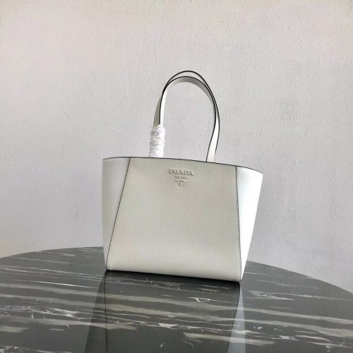 Prada Embleme Tasche aus Saffiano-Leder 1BG288 weiß